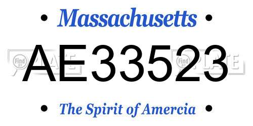 AE33523 Massachusetts License Plate