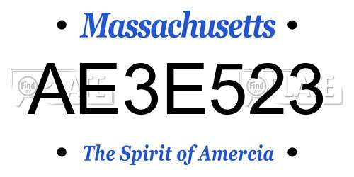 AE3E523 Massachusetts License Plate