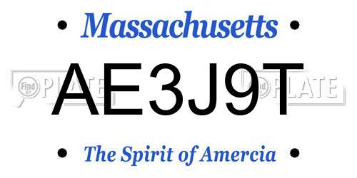 AE3J9T Massachusetts License Plate