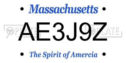 AE3J9Z Massachusetts License Plate