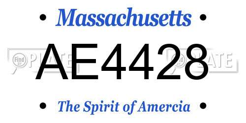 AE4428 Massachusetts License Plate