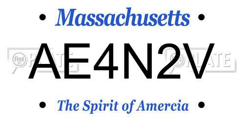 AE4N2V Massachusetts License Plate