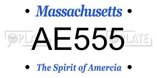 AE555 Massachusetts License Plate
