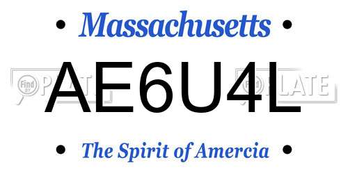 AE6U4L Massachusetts License Plate