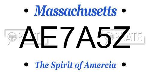 AE7A5Z Massachusetts License Plate