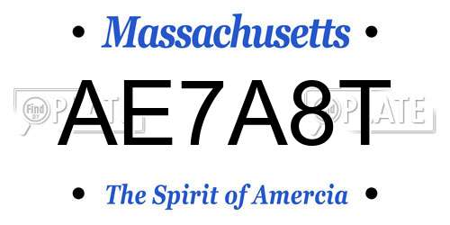 AE7A8T Massachusetts License Plate