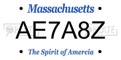 AE7A8Z Massachusetts License Plate