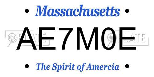 AE7M0E Massachusetts License Plate