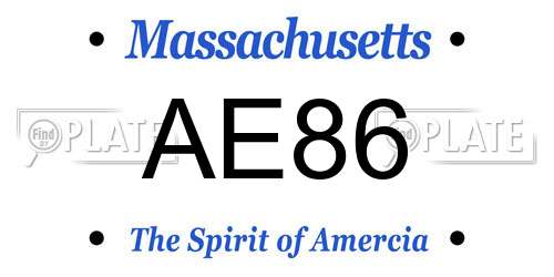 AE86 Massachusetts License Plate