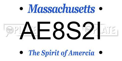 AE8S2I Massachusetts License Plate
