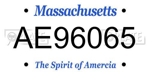 AE96065 Massachusetts License Plate