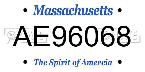 AE96068 Massachusetts License Plate