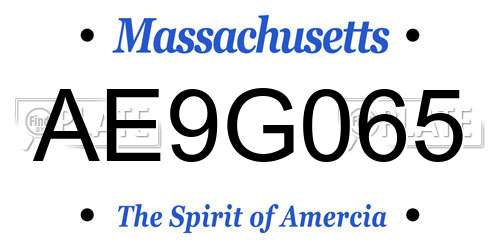 AE9G065 Massachusetts License Plate
