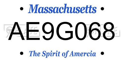 AE9G068 Massachusetts License Plate