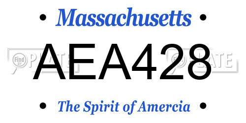 AEA428 Massachusetts License Plate