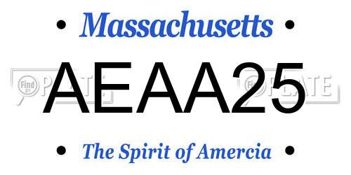 AEAA25 Massachusetts License Plate