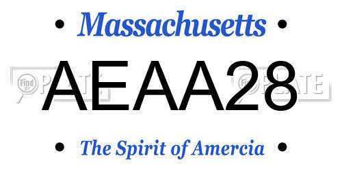 AEAA28 Massachusetts License Plate