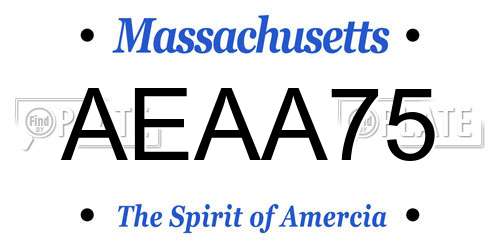 AEAA75 Massachusetts License Plate
