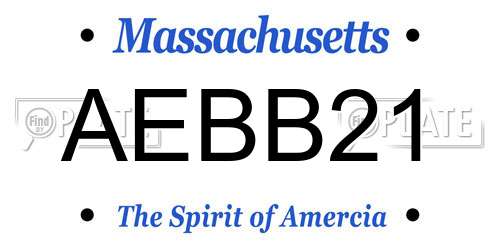AEBB21 Massachusetts License Plate