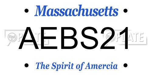 AEBS21 Massachusetts License Plate