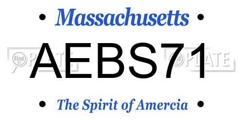 AEBS71 Massachusetts License Plate