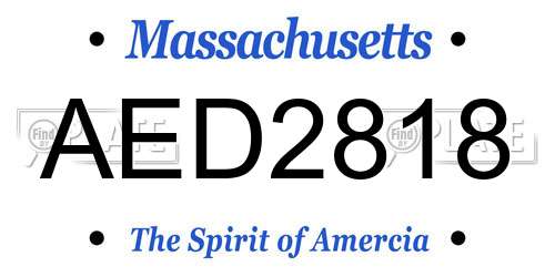 AED2818 Massachusetts License Plate