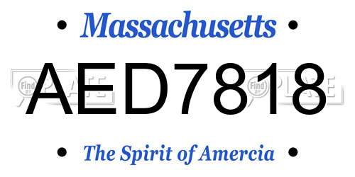 AED7818 Massachusetts License Plate