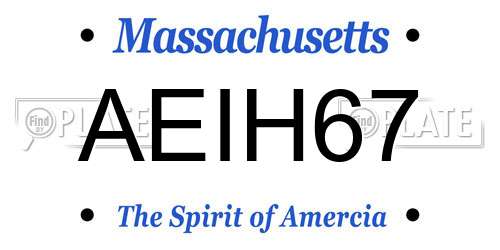 AEIH67 Massachusetts License Plate