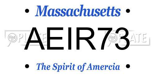 AEIR73 Massachusetts License Plate