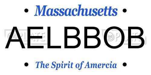 AELBBOB Massachusetts License Plate