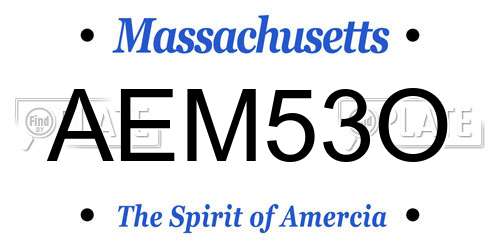 AEM53O Massachusetts License Plate
