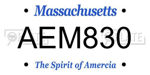 AEM830 Massachusetts License Plate