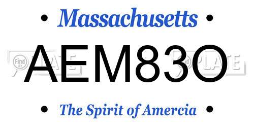 AEM83O Massachusetts License Plate
