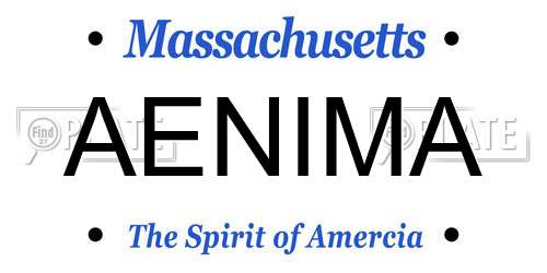 AENIMA Massachusetts License Plate