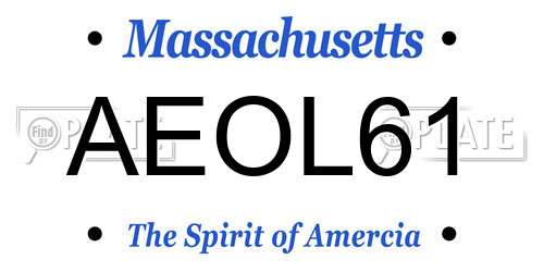 AEOL61 Massachusetts License Plate