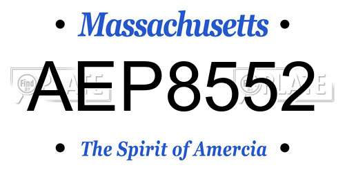 AEP8552 Massachusetts License Plate