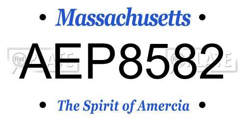 AEP8582 Massachusetts License Plate