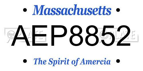 AEP8852 Massachusetts License Plate