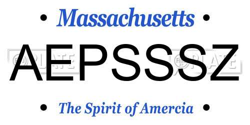 AEPSSSZ Massachusetts License Plate