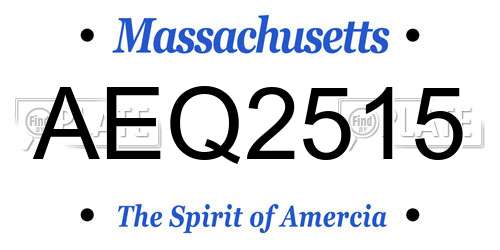 AEQ2515 Massachusetts License Plate