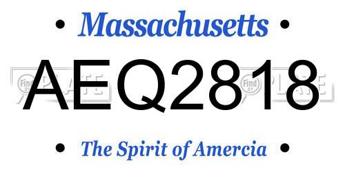 AEQ2818 Massachusetts License Plate