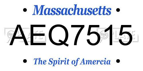 AEQ7515 Massachusetts License Plate
