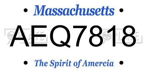 AEQ7818 Massachusetts License Plate