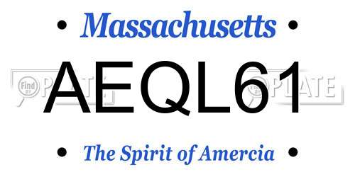 AEQL61 Massachusetts License Plate