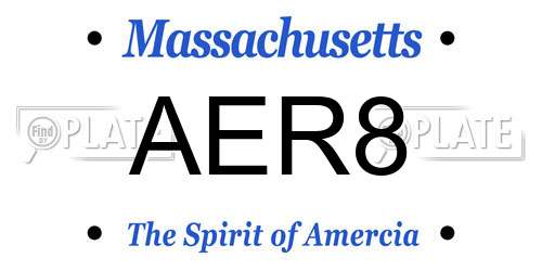 AER8 Massachusetts License Plate