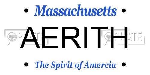 AERITH Massachusetts License Plate