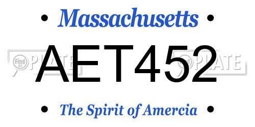 AET452 Massachusetts License Plate