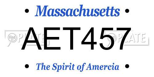 AET457 Massachusetts License Plate