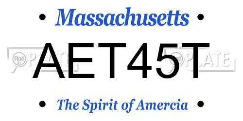 AET45T Massachusetts License Plate