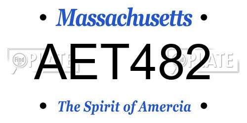 AET482 Massachusetts License Plate